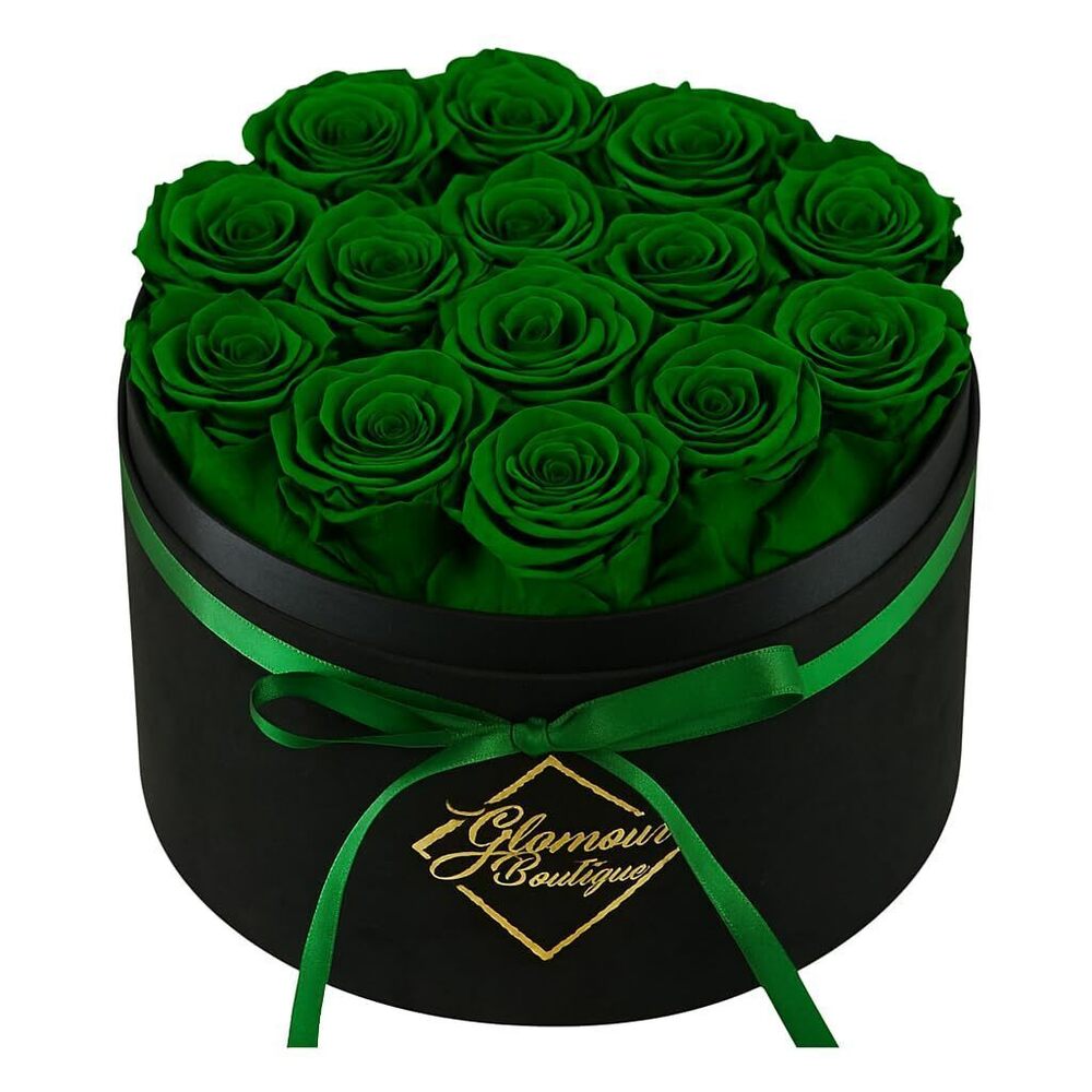 4205 Flowers Forever Gift Box 12 Real Preserved Roses in a Velvet Black